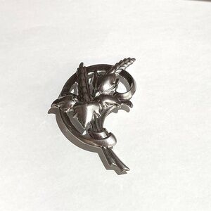 Vintage Silver Metal, Stamped Floral Spray Brooch